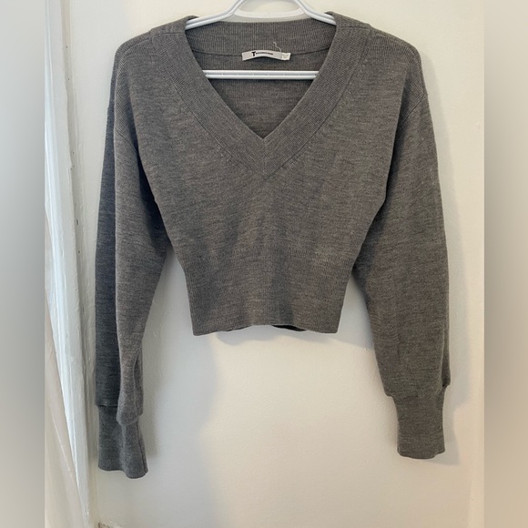 T by Alexander Wang V neck cropped sweater - Picture 2 of 4